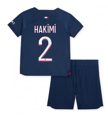 Paris Saint-Germain Achraf Hakimi #2 Hjemmebanesæt Børn 2023-24 Kort ærmer (+ korte bukser)